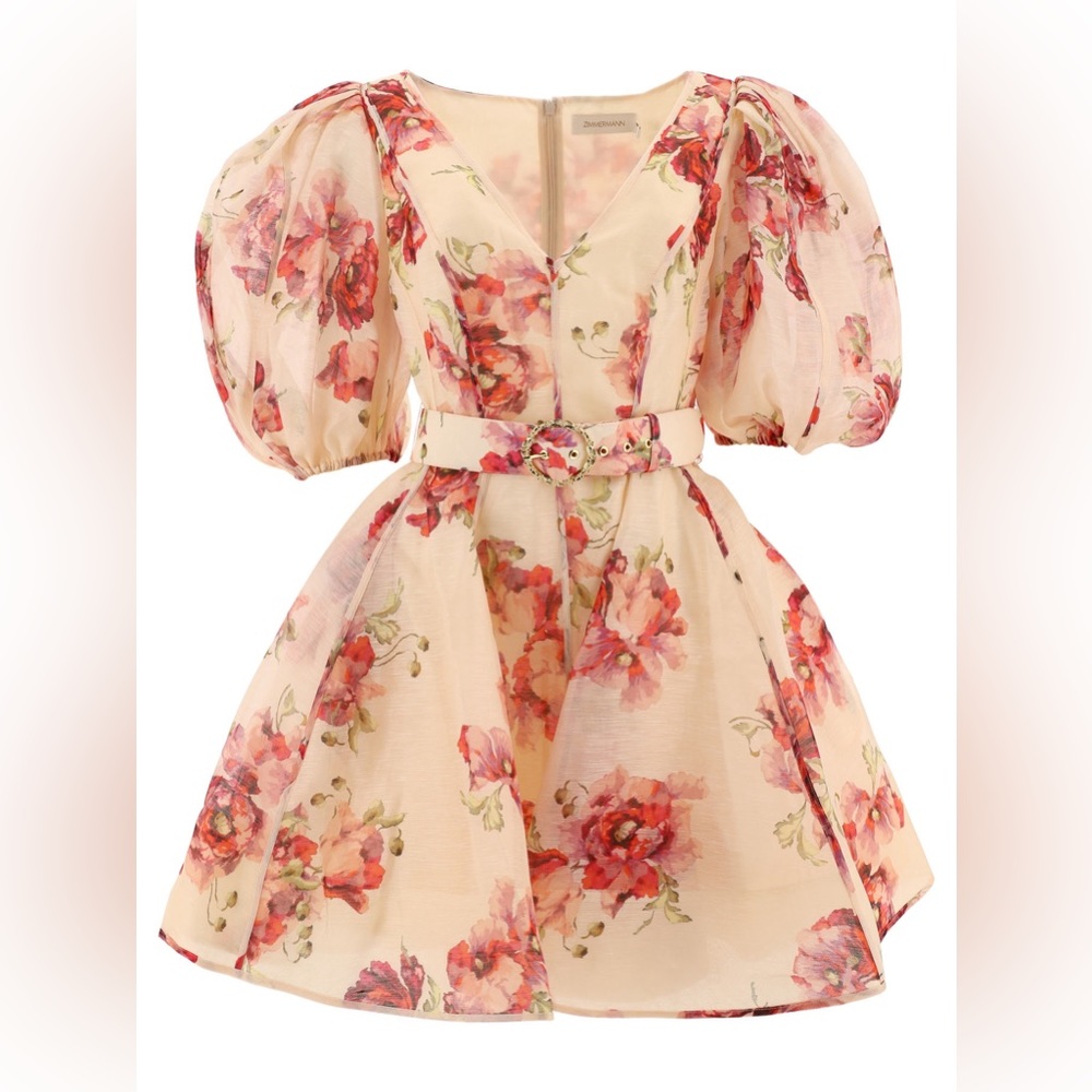 Zimmermann Puff Sleeve Floral Mini Dress - Size 1 (US S)